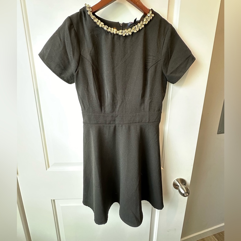 Black “Jackie O” dress with rhinestone collar
